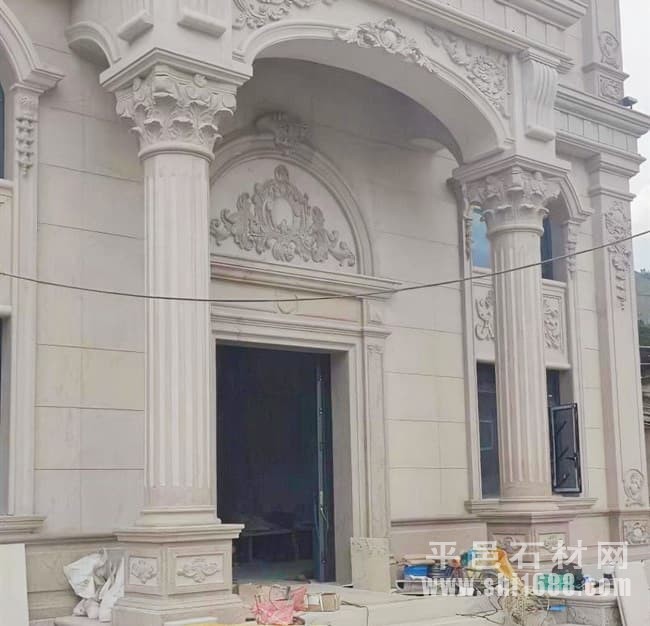 黄金麻罗马柱加工，别墅罗马柱样式图片
