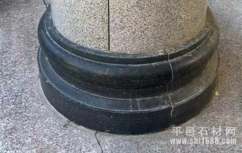 黑色柱墩石加工，门厅圆柱柱脚石定制