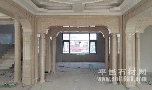 天然大理石圆柱加工厂，大理石罗马柱样式图